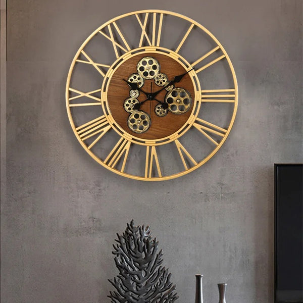 Horloge Murale avec Engrenage qui Tourne