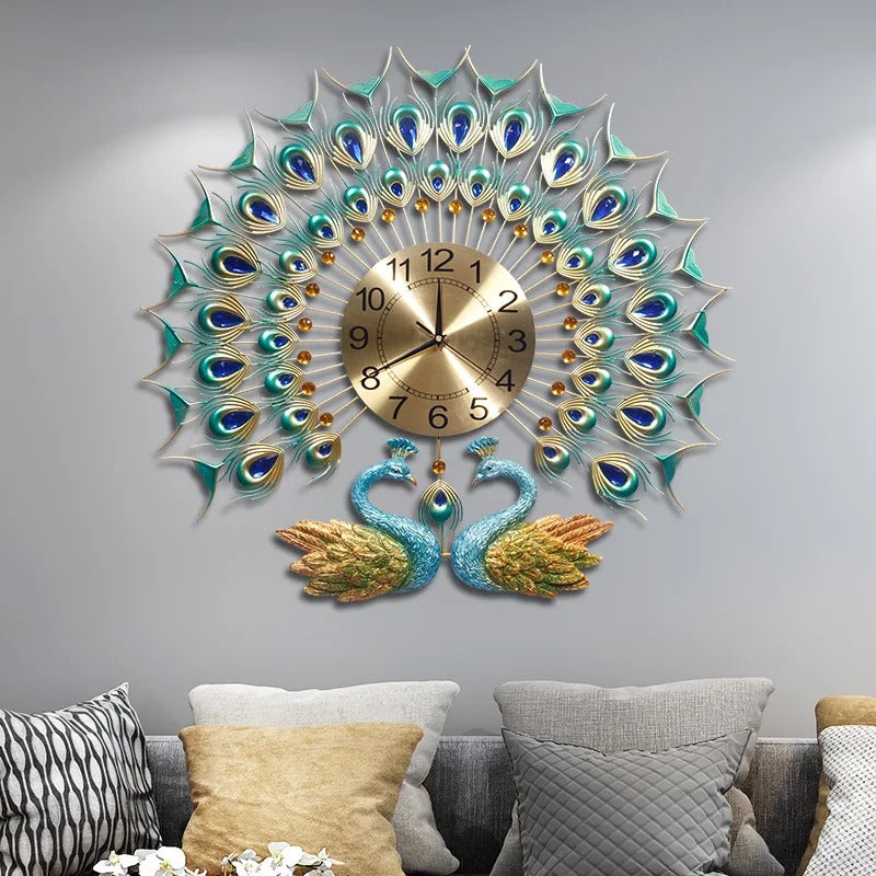 Timelike Horloge Murale Fer Art Doré Silencieuse - Design Moderne Unique Pour Salon Et Cuisine