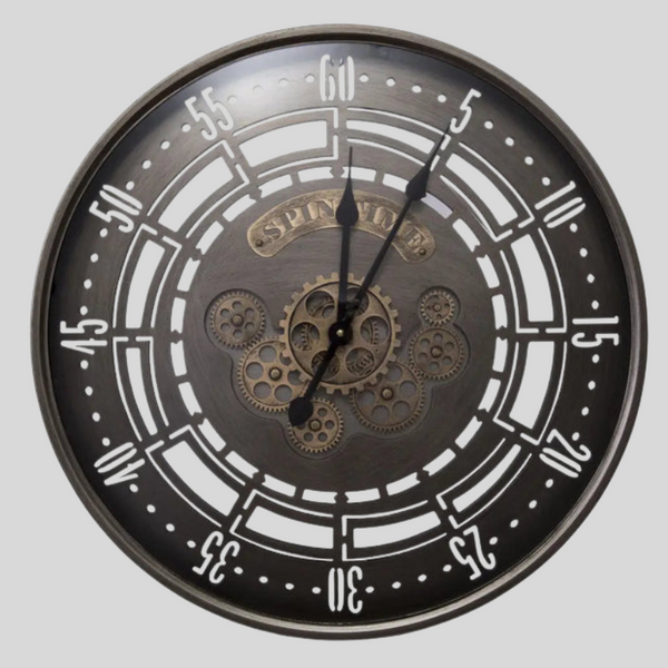 Horloge Murale Industrielle avec Engrenage qui Tourne