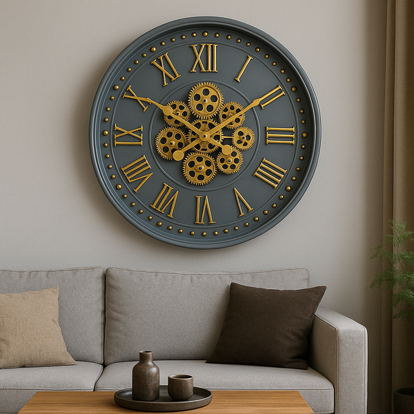 Horloge Industrielle Engrenage Tournant