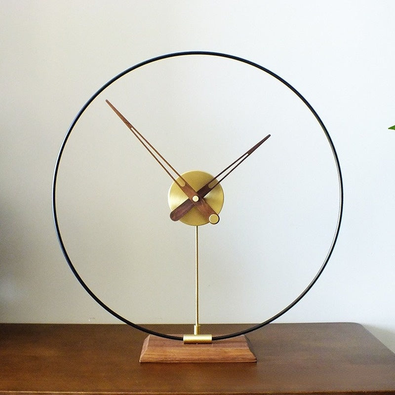 Fishtec Horloge LED à Poser Demi-Lune Effet Bois – Lumière Chaleureuse Tactile, Mouvement Silencieux, Style Vintage 26 Cm