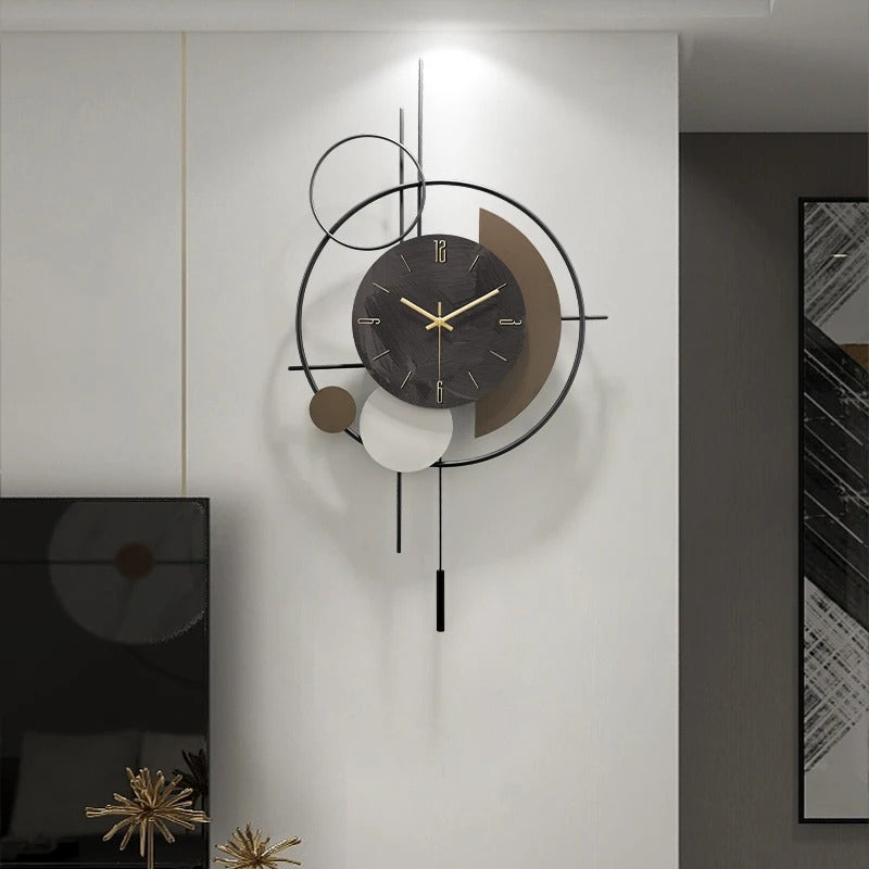 Grande Horloge Murale 3D Moderne 70x42 Cm – Métal Or Silencieux – Décoration Salon & Cuisine
